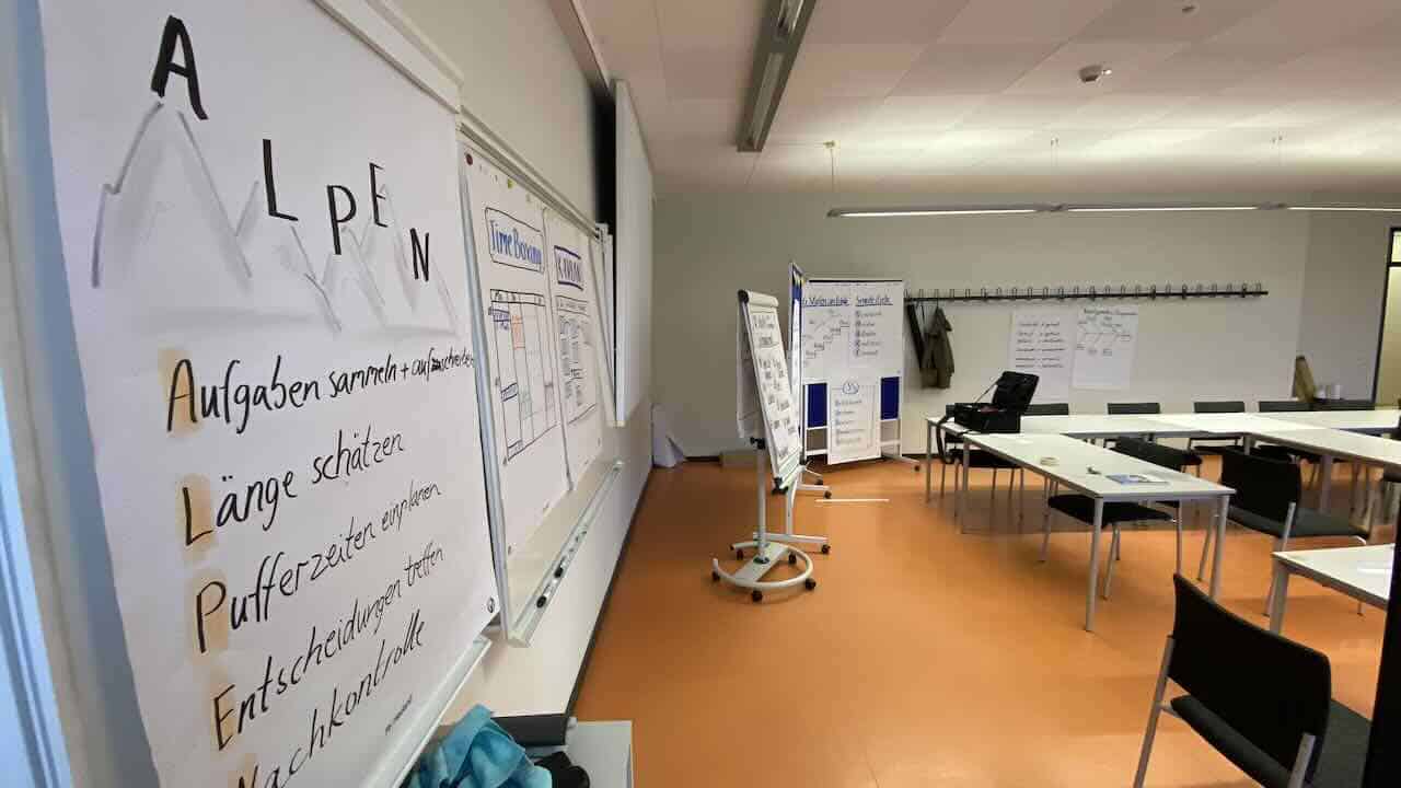 Alle Wände voll: ein Schulungsraum nach drei Tagen Seminar