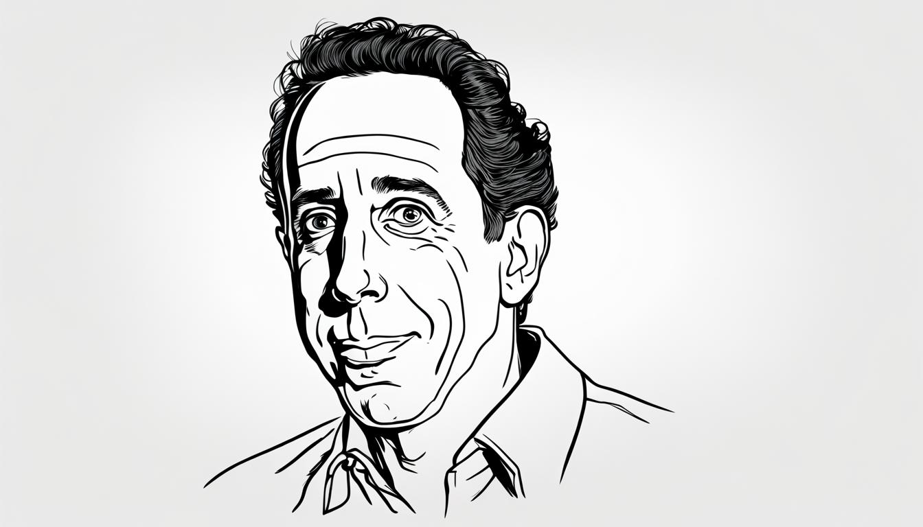 Seinfeld-Portrait Schwarz-weiß Zeichnung von Jerry Seinfeld